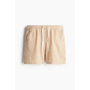 HM Mens Regular‎ Fit Striped Seersucker Shorts Tan White Drawstring Size L
